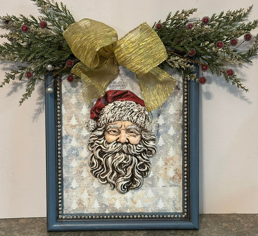 Santa Framed Mixed Media Art