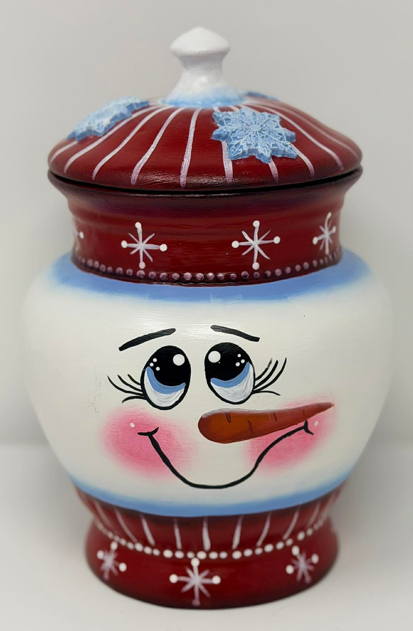 Hand-Painted Snowman Cookie Jar – Festive Holiday Decor