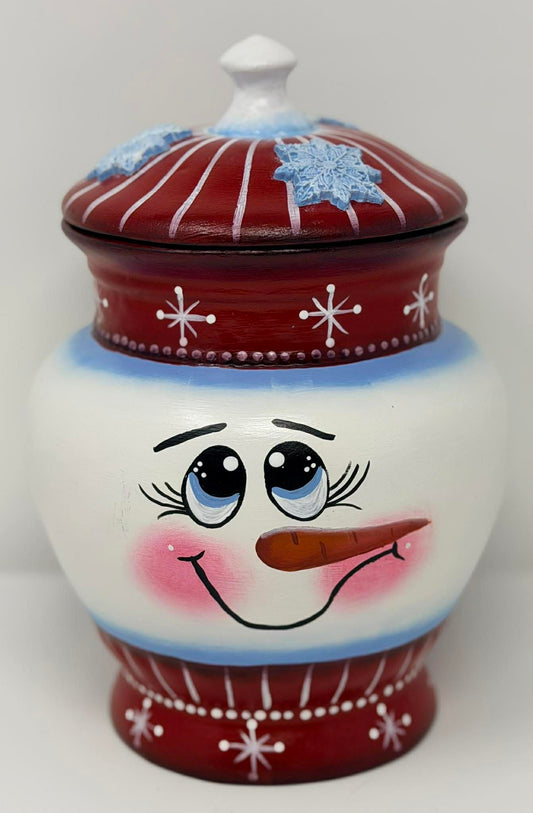 Hand-Painted Snowman Cookie Jar – Festive Holiday Decor